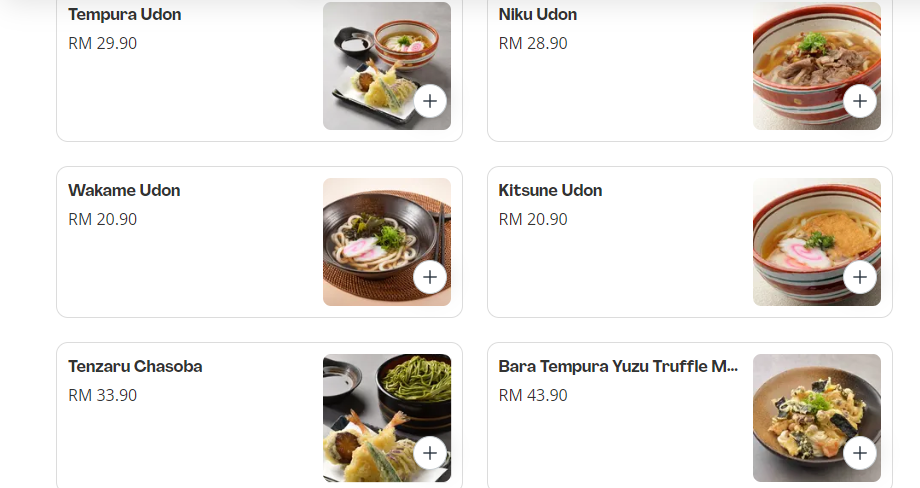 ICHIBAN BOSHI UDON & SOBA PRICES