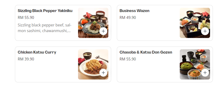 ICHIBAN BUSHI SET MEALS PRICES