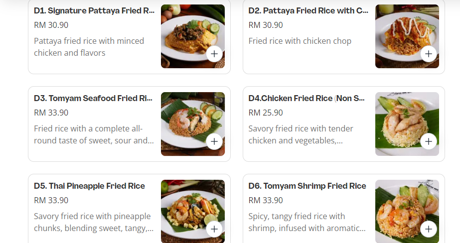 MAMA MEE YAH THAI FRIED RICE SERIES PRICES