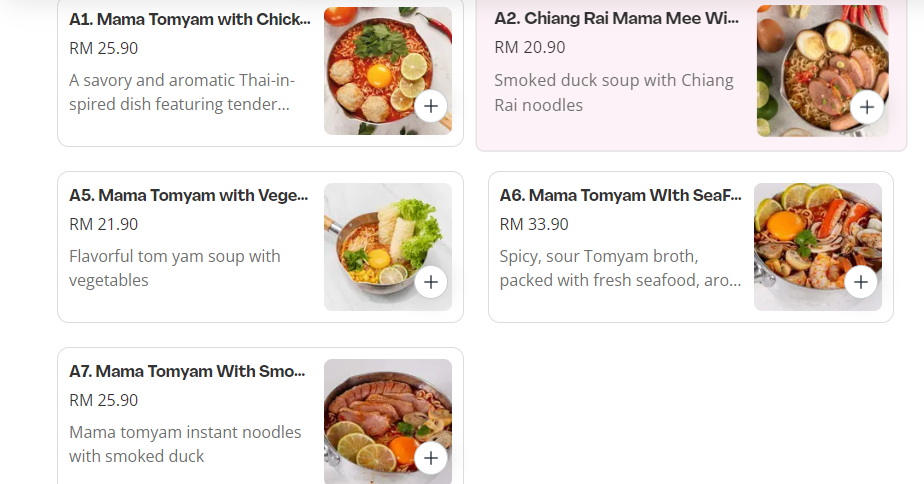 MAMAM MEE YAH SOUP NOODLES SERIES PRICES