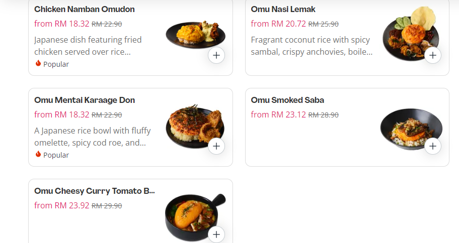 MENU OMULAB COMFORT RICE PRICES