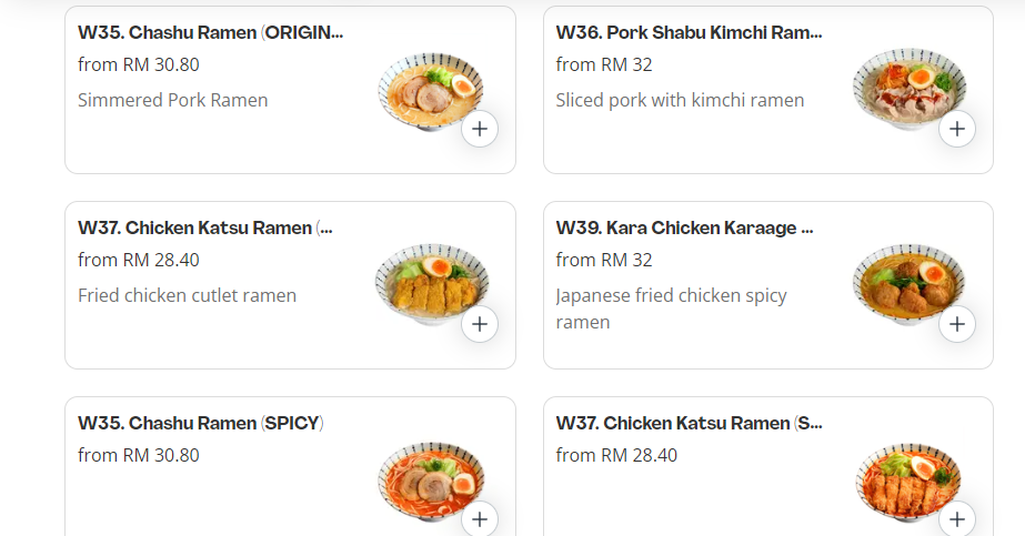 MENU SUSHI WAFU RAMEN PRICES