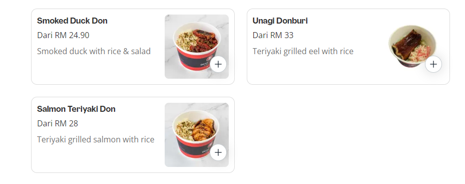 OCHAKING DONBURI PRICES