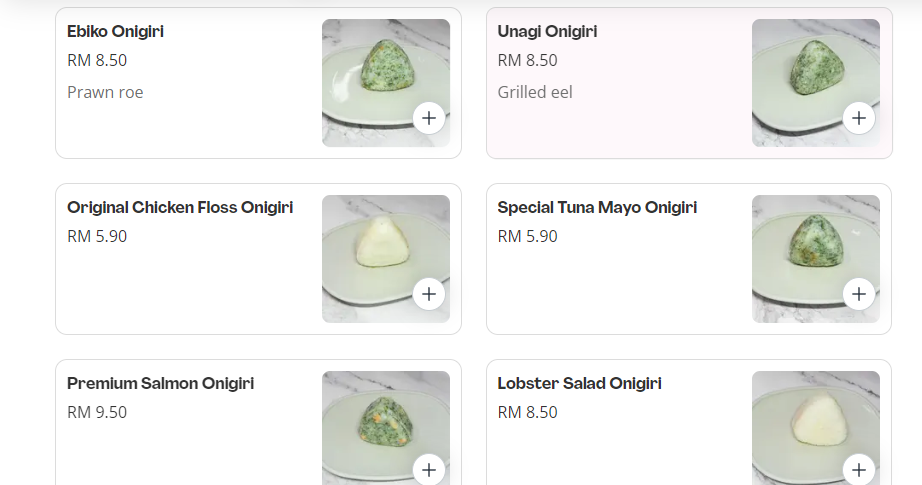 OCHAKING ONIGIRI PRICES