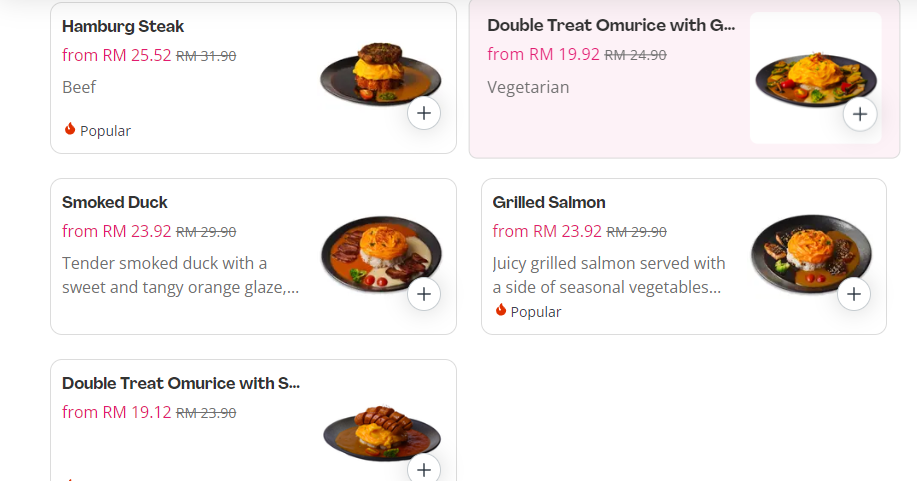 OMULAB MENU DOUBLE TREAT OMURICE PRICES