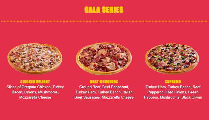 PEZZO GALA SERIES MENU WITH PRICES