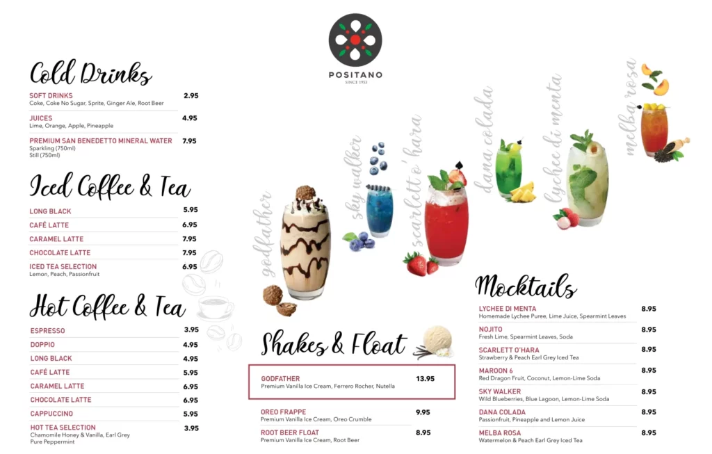 POSITANO RISTO BEVERAGES PRICES