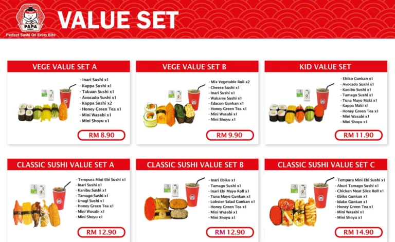 Papa Sushi Menu Malaysia & Prices list updated