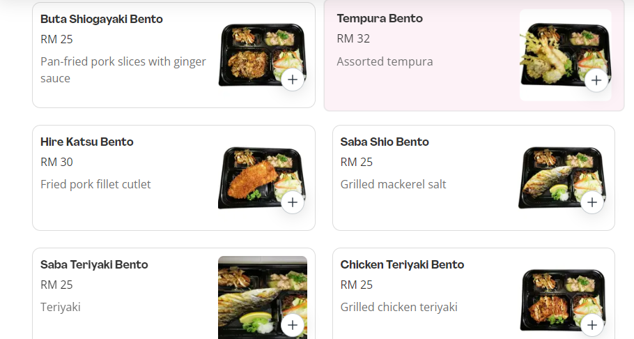 RYOSHI IZAKAYA BENTO PRICES