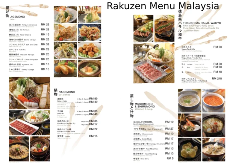 Rakuzen Menu Malaysia & Prices list updated