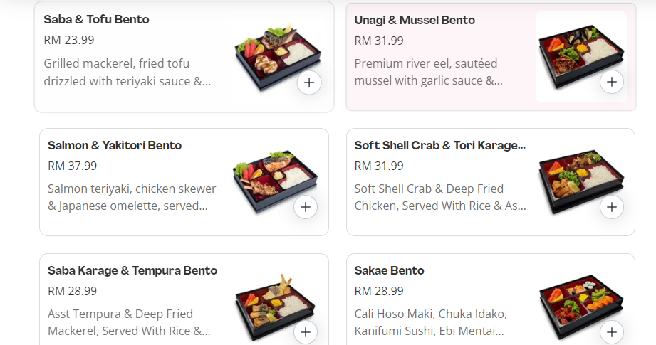 SAKAE SUSHI BENTO PRICES