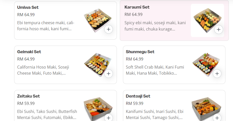 SAKAE SUSHI GIFT BOXES PRICES