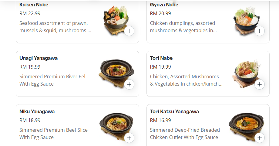 SAKAE SUSHI NABEMONO PRICES