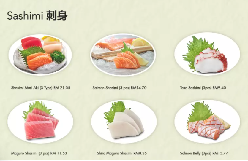 SAKAE SUSHI SASHIMI PRICES