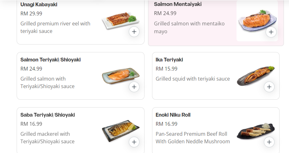 SAKAE SUSHI YAKIMONO PRICES