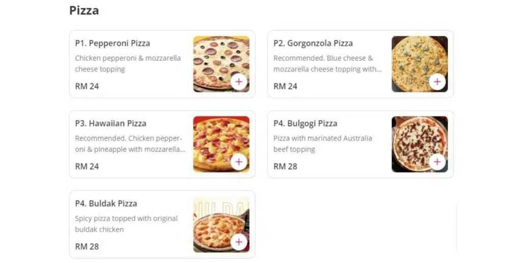 SO CHICKEN MENU PIZZA WITH PRICES