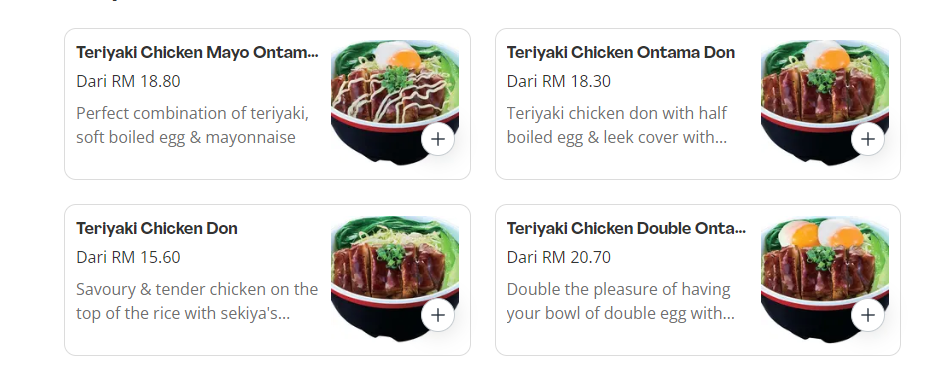 SUKIYA TERIYAKI DON PRICES