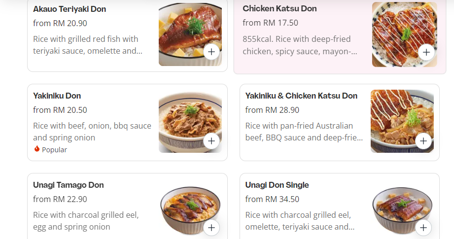 SUSHI KING DONBURI PRICES