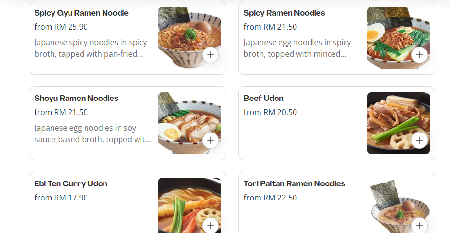 SUSHI KING NOODLES PRICES