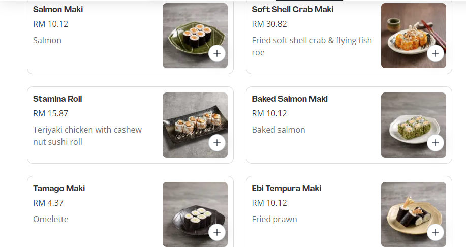 SUSHI TEI MAKIMONO PRICES