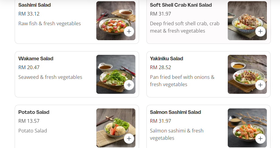 SUSHI TEI SALAD PRICES