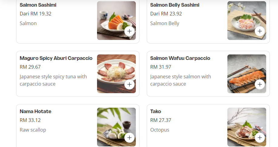 SUSHI TEI SASHIMI PRICES