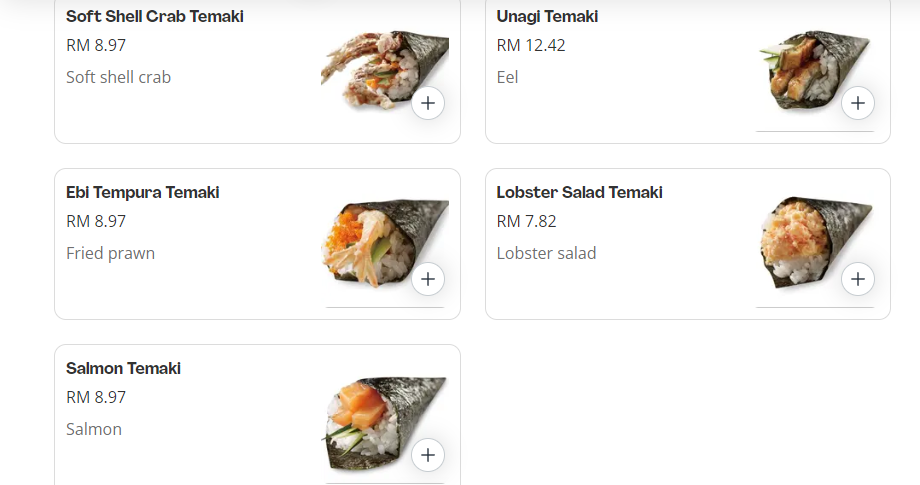 SUSHI TEI TEMAKI PRICES