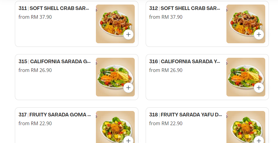 SUSHI YA SARADA PRICES