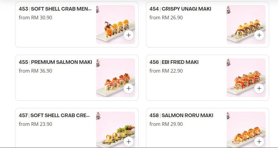 SUSHI YA TEMAKI PRICES