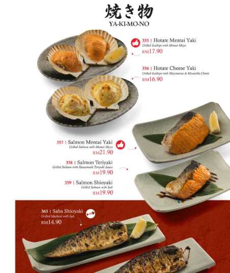 SUSHI YA YAKIMONO PRICES