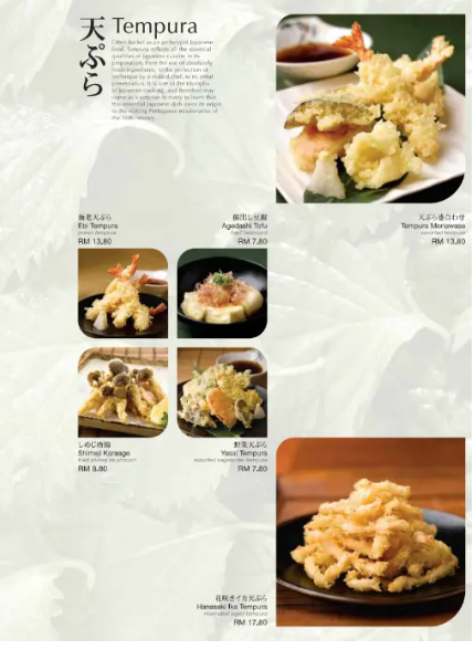 SUSHI ZANMAI TEMPURA PRICES