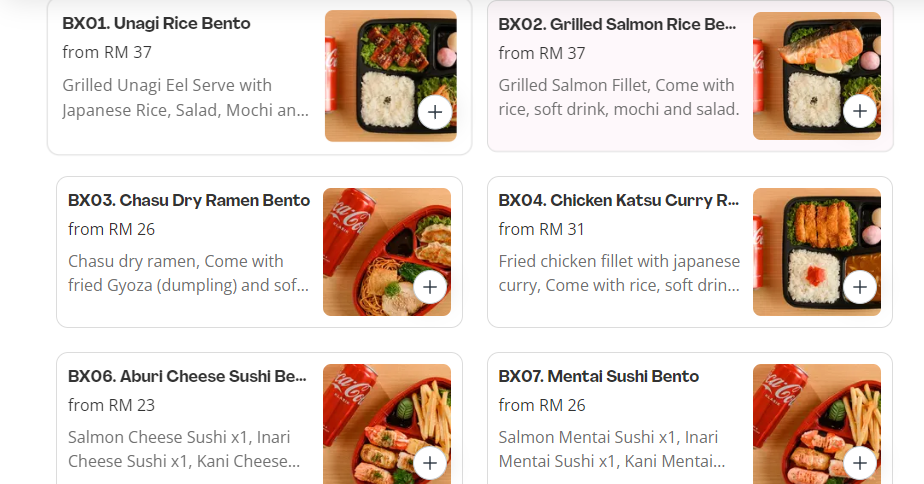 SUSI WAFU BENTO SET MENU WITH PRICES