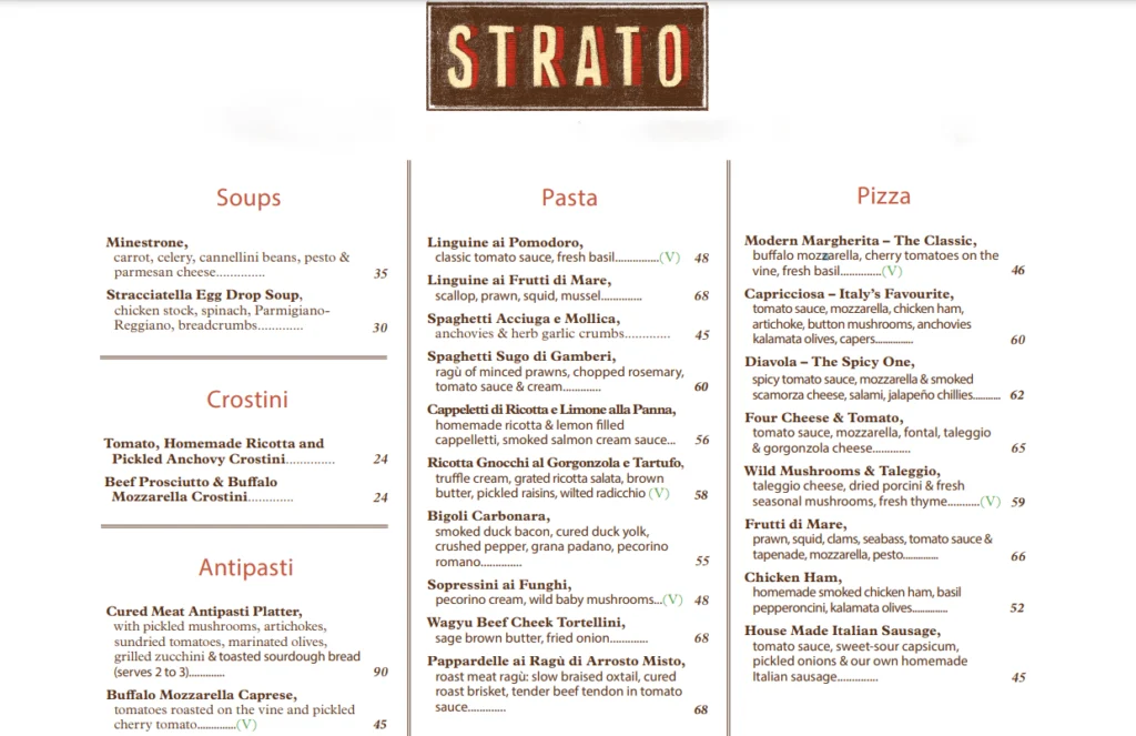 Strato Menu Malaysia & Prices