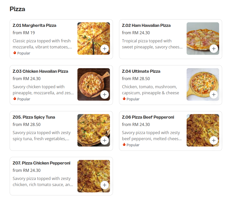 10 Gram Pizza Menu Prices