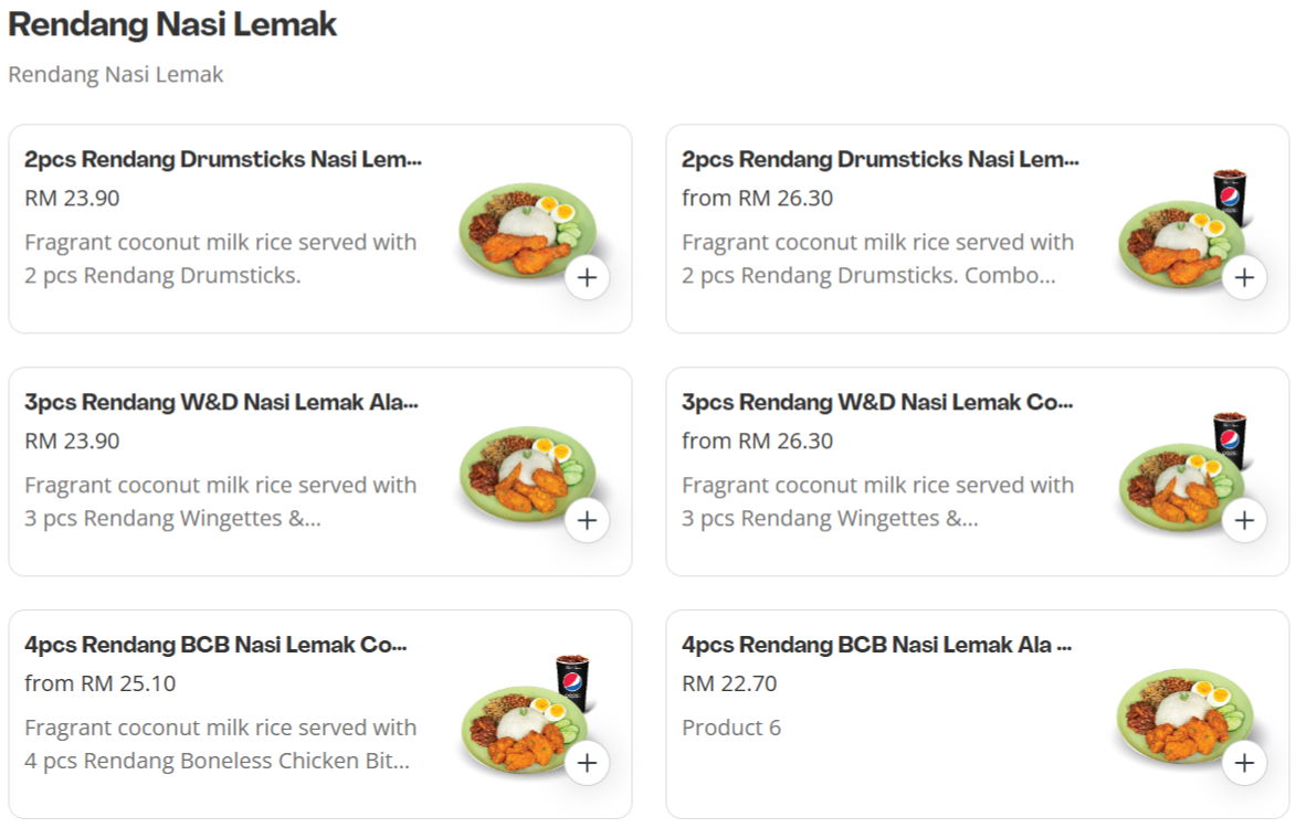 4 Fingers Rendang Nasi Lemak Menu Prices