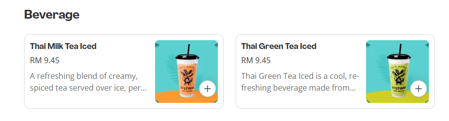 Amphawa Thai Tea & Co Beverage Prices