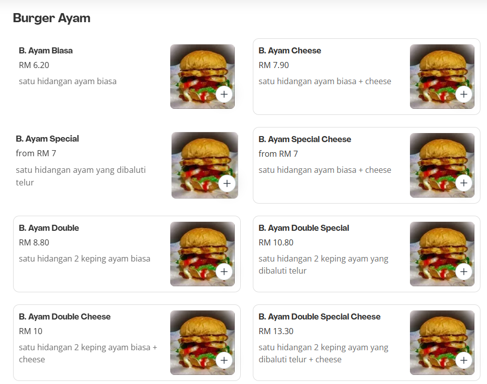 Backyard Burger - Burger Ayam Menu Prices