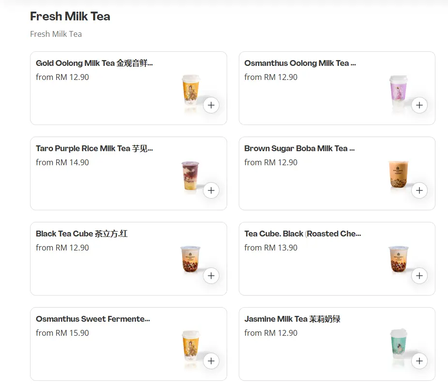 Ben Gong’s Tea Fresh Milk Tea Menu Prices