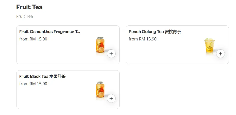 Ben Gong’s Tea Fruit Tea Prices