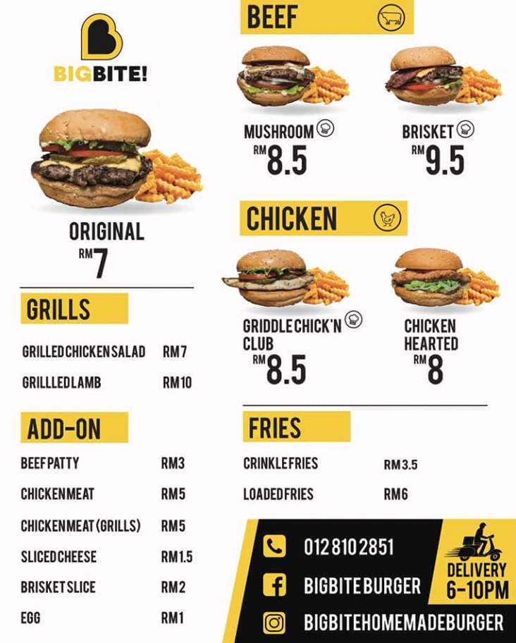 Big Bite Burger Menu