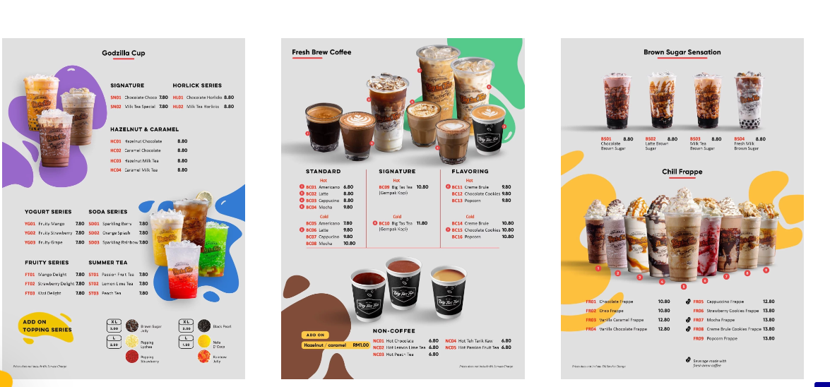 Big Tas Tea Beverages Menu Prices