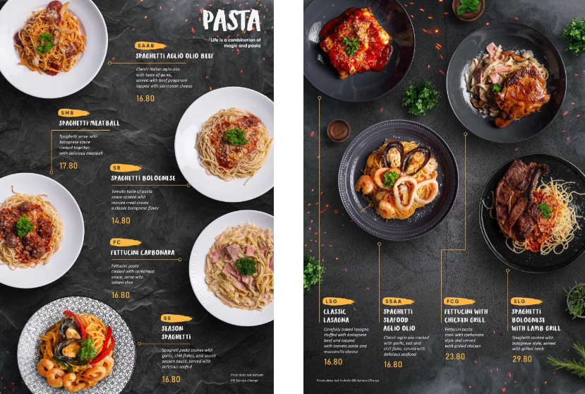 Big Tas Tea Pasta Menu Prices