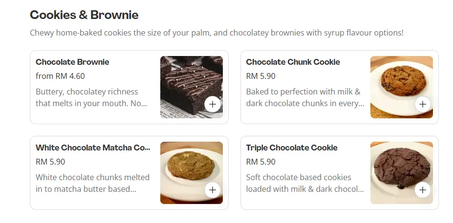 Bookmark Cafe Cookies & Brownies Prices