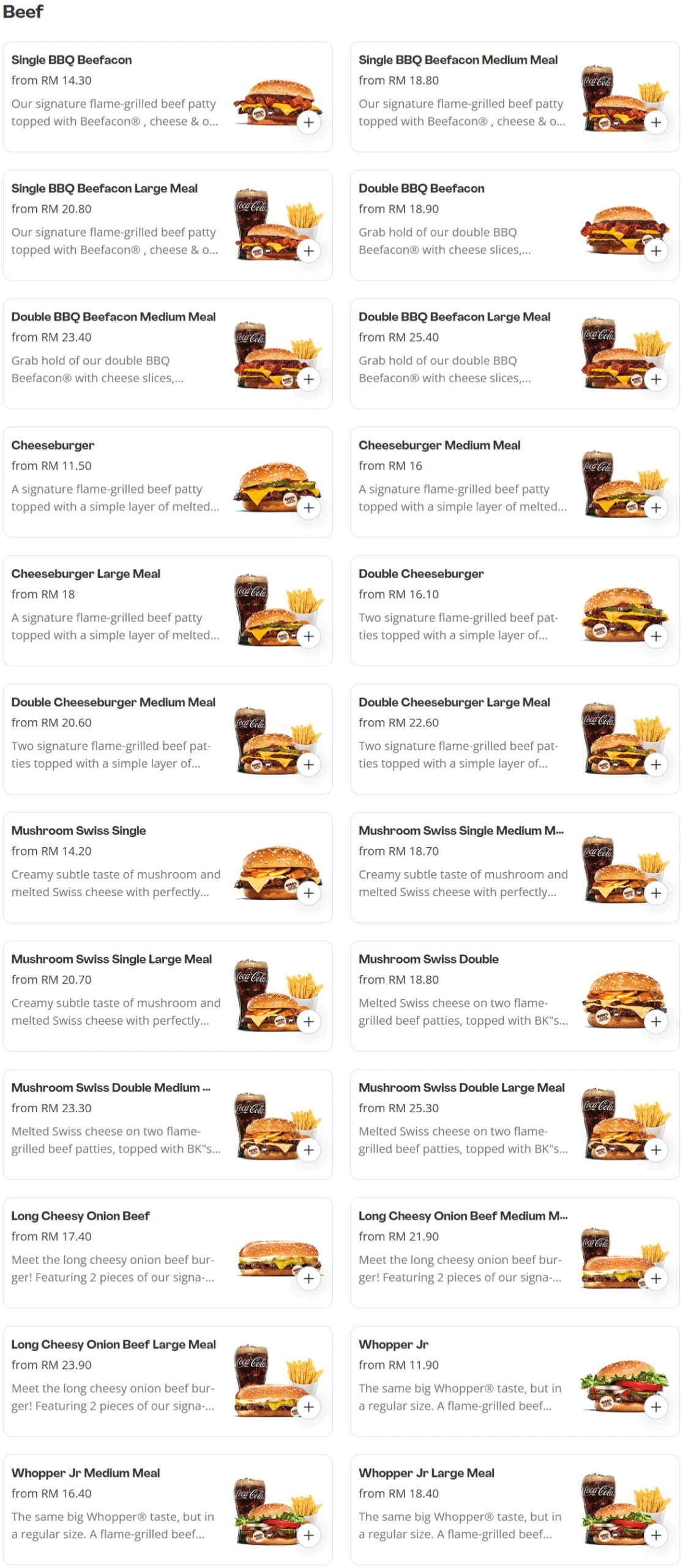 Burger King Beef Menu Prices