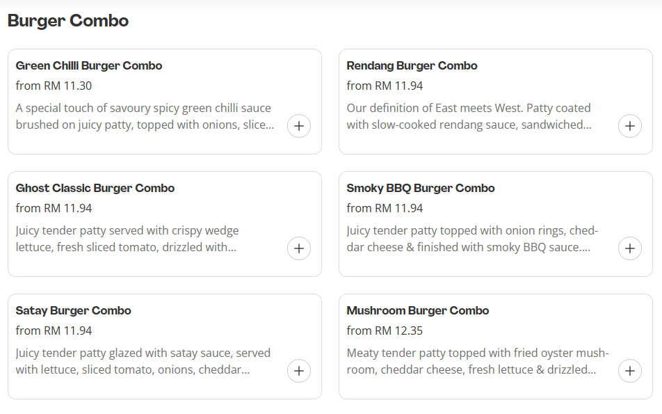 Burgers & Wings Burger Combo Menu Prices