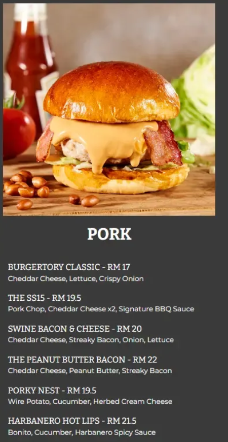 Burgertory Pork Menu Prices