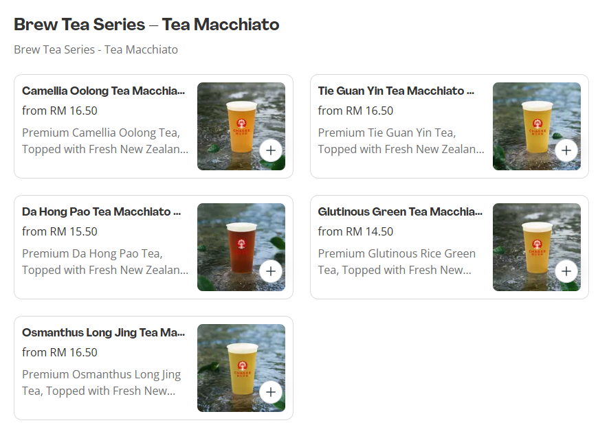 ChageeMy 霸王茶姬 Brew Tea Series - Tea Macchiato Prices