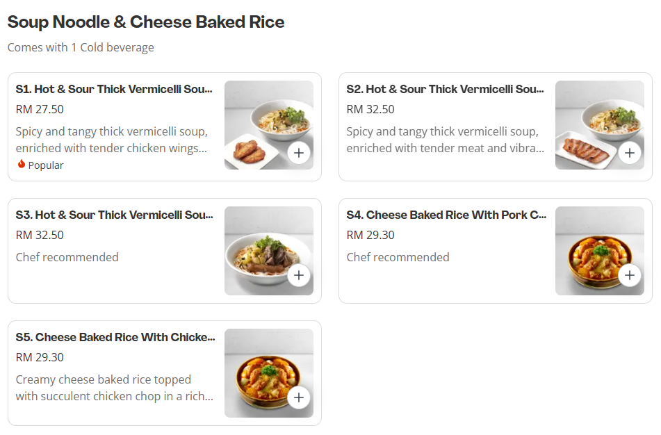 Chatterbox Soup Noodle & Cheese Baked Rice Prices