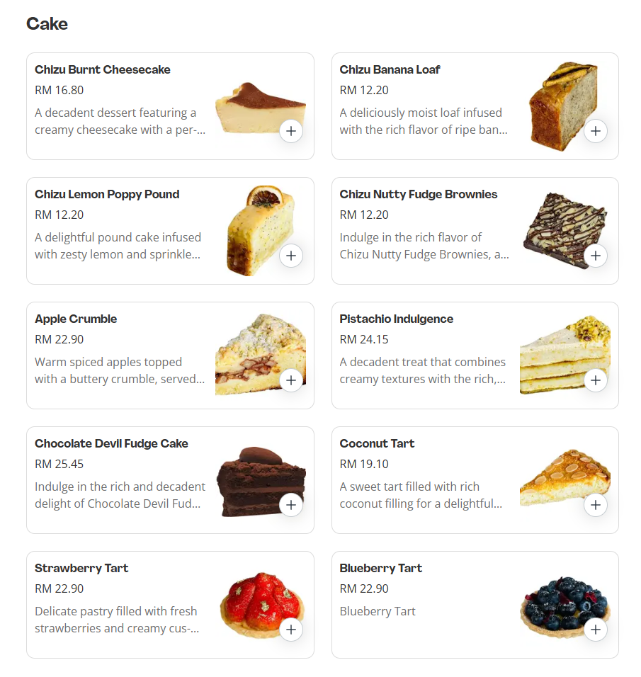 Chizu Cake Prices