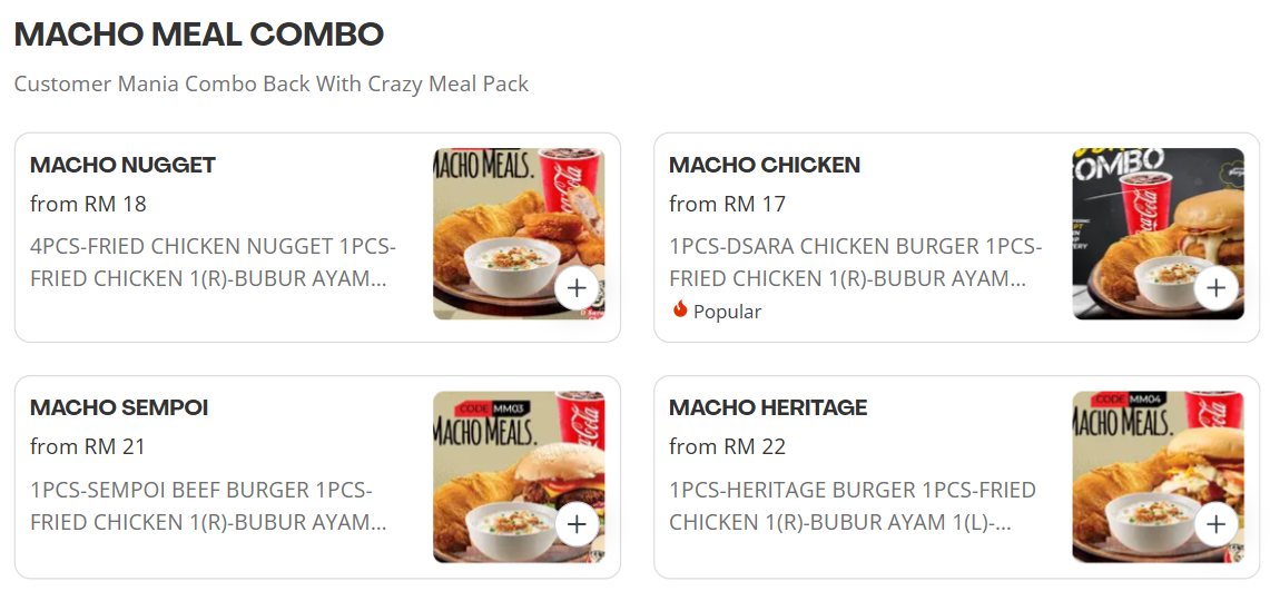 Dsara Fried Chicken Macho Meal Combo Menu Prices